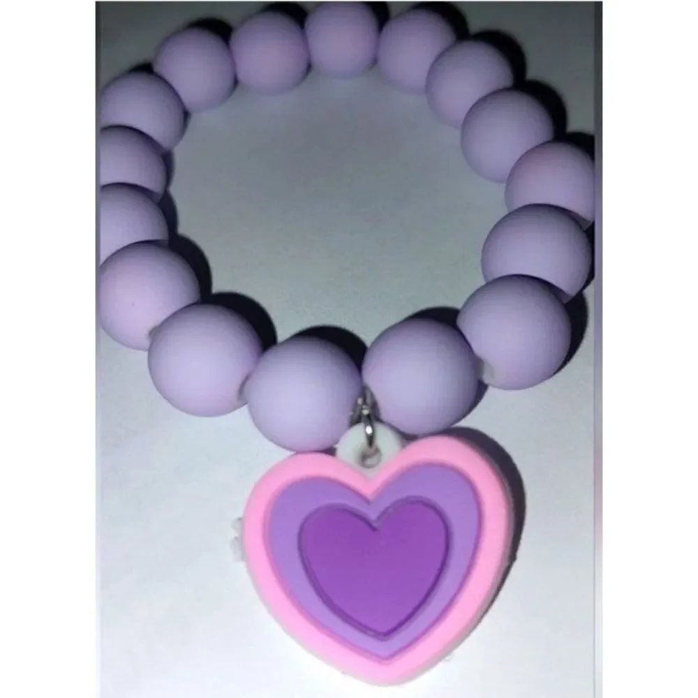 Beautiful beaded heart charm bracelet girls
